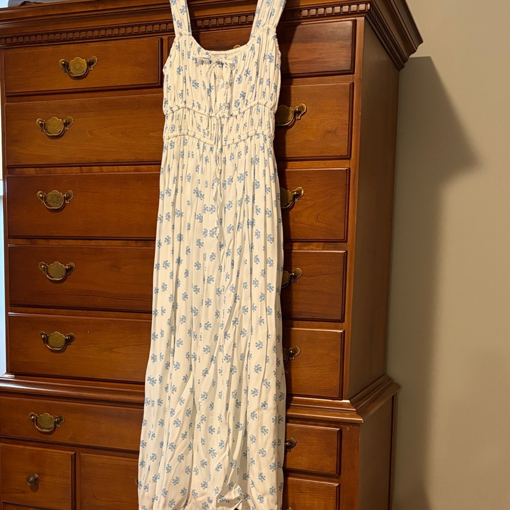 Faithful the Brand Floral White and Blue Women's Dress